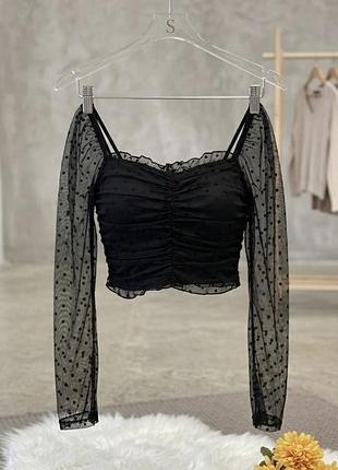Кроп-топ з сіточкою. вкорочена кофтинка