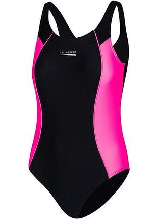Купальник для девушек aqua speed luna 7818 черный, розовый дит 146 см