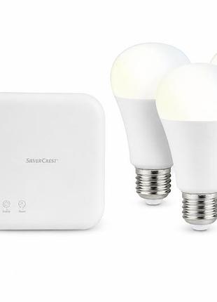 Стартовый комплект умного освещения livarno home smart home zigbee 3.0 e27 - gateway + пульт + 3 led лампы