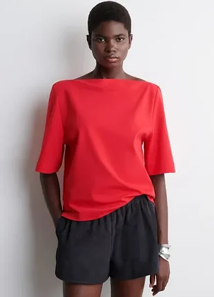 Футболка женская cos boat-neck cotton t-shirt / м