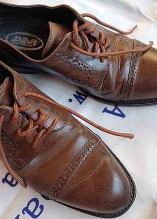 Броги дерби оксфорды туфли мужские классические коричневые am shoe company