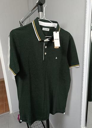 Поло чоловіче jack & jones темно-зелене, розмір l