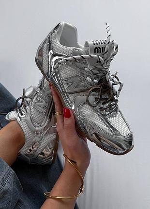 Кросівки жіночі new balance х miu miu  silver vintage