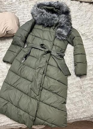 Жіночий зимовий пуховик хакі , зимова куртка,пальто