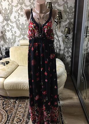 Шикарные длинные шифоновый сарафан на лёгкой подкладке