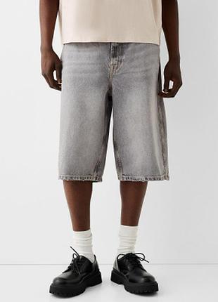 Шорты bershka skater джинсовые 3317/171 grey