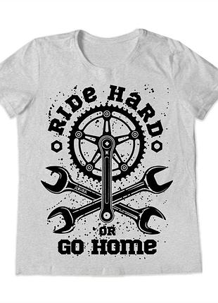 Футболка ride hard or go home (райд хард) сіра жіноча від бренда джива
