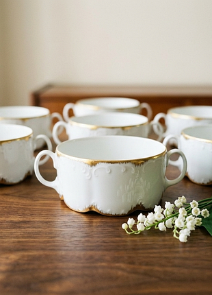 Розкішний набір порцелянових бульйонниць rosenthal classic rose (6 шт.) — німеччина, ручний розпис