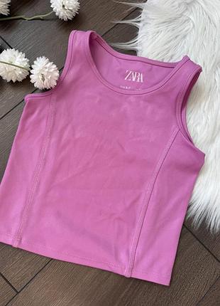 Рожева фуксі майка з виточками зара zara для дівчинки 6 років 7 років 116 см 122 см для танців виступ