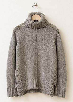 Свитер женский hemisphere шерстяной кашемировый вязаный серый воротник гольф шерсть кашемир m l