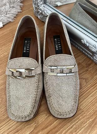 Жіночі лофери stuart weitzman з бежевої шкіри  рр 38