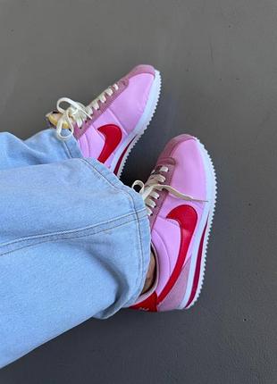 😍 женские кроссовки nike cortez | pink / red swoosh (2)