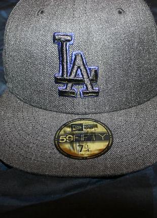 Кепка new era 59fifty la dodgers оригінал / сірий меланж 7 1/4