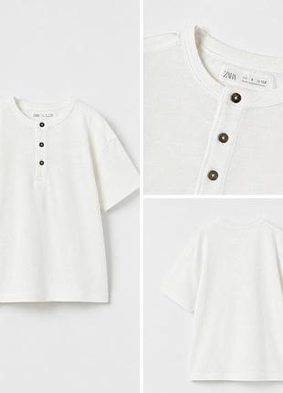 Белая футболка хенли zara на мальчика 128, 7-8 лет