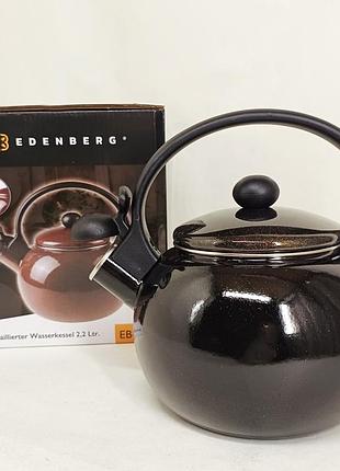 Емальований чайник edenberg eb-12609 2.2л зі свистком black