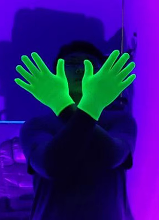 🟢 светящиеся неоновые перчатки / флуоресцентные перчатки (uv-эффект). опт и розница