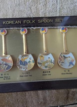 Винтажный сувенирный набор корейских ложек (korean folk spoon set)