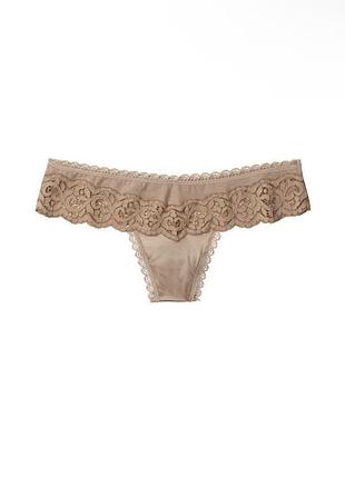 Нюдові мереживні трусики стрінги victoria's secret (оригінал), розмір м