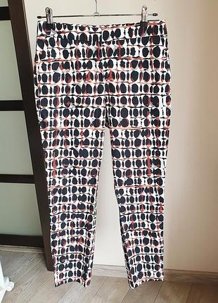 Натуральні котонові брюки в принт marks&spencer