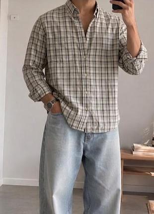 100% бавовна 👔 мужская рубашка в клетку einhorn casual 📌 рубашка с длинным рукавом 🎯 стильная рубашка oversize l xl