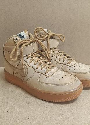 Кроссовки хайтопы nike air нубук бежевые демисезон
