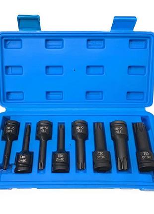 Набір головок-біт ударних 8пр. 1/2" torx (t30, t40, t45, t50, t55, t60, t70, t80) в кейсі forcekraft fk-4088mpb