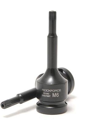 Головка 1/2" с насадкой spline m6 с отверстием ударная rockforce rf-24807806t