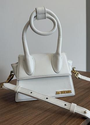 Сумка жіноча jacquemus біла маленька шкіряна