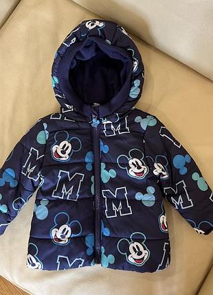 Міккі маус куртка демі на малюка 6-9 міс ріст 74 від disney baby стан як нова дов 34.5, шир 29, рукав з манжетом 26.5
