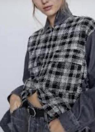 Джинсова сорочка з вставкою,zara ,нова