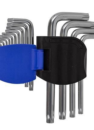 Набор ключей torx г-образных с отверстием,15 предметов(т6н,t7h,t8h,t9h,т10н,т15н,т20н,т25н,т27н, т30н,т40н,т45н,т50н,т55н,т60н)в