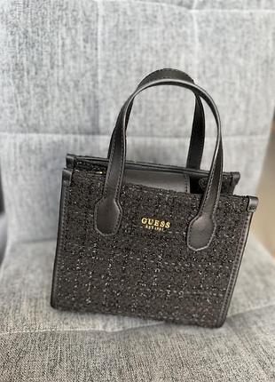 Сумочка жіноча guess твідова чорна