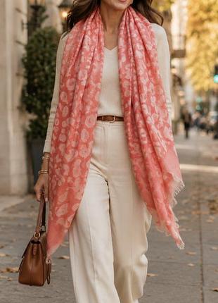 Cashmere silk кораловий шарф палатин 90*180