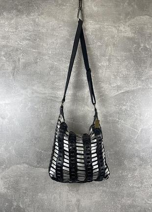 Авантгардная кожаная сумка из плетёной кожи кроссбоди через плече avant garde artisan y2k