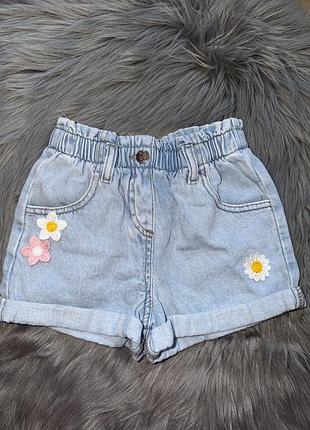 Круті стильні джинсові шорти з вишивками на дівчинку 6/7р matalan