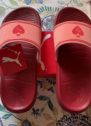 Женские шлепанцы puma красные, бежевые, р. 40,5