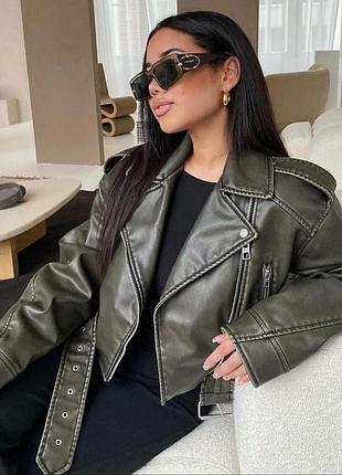 Шкіряна куртка-косуха zara
