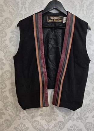 Вінтажний замшевий жилет janet ibbotson (made in england), натуральна шкіра, р. 16/xl