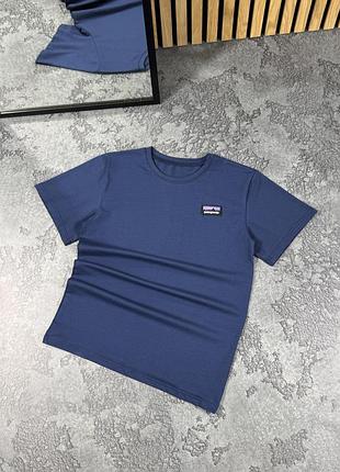 Футболка мужская patagonia, синяя, унисекс, кулир, хлопок/эластан 85/15, патч-логотип, s-xxl