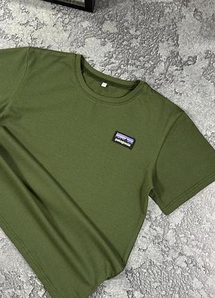 Футболка мужская patagonia, хаки, унисекс, кулир, хлопок/эластан 85/15, патч-логотип, s-xxl