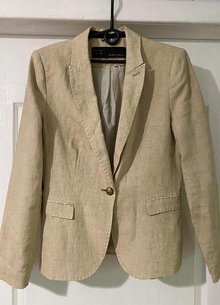 Елегантний льняний піджак від zara. розмір 38/m/46 40/l/48