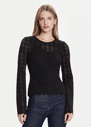 Чорний мереживний лонгслів  hennes collection,