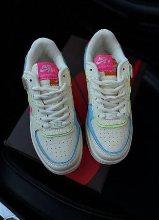 Жіночі кросівки air force 1 shadow, найки аїр форс жіночі, різнобарвні nike air force1 shadow, люкс