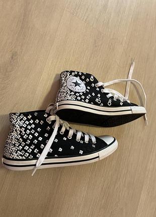 Жіночі високі кеди converse chuck taylor all star black floral (оригінал, р. 37)