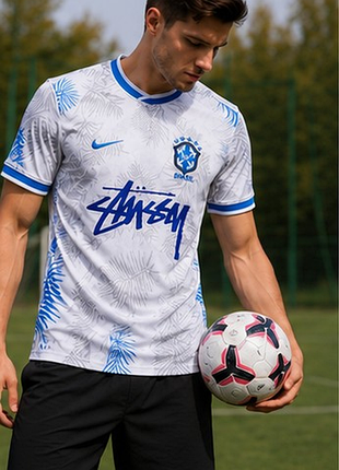 Nike x stüssy brazil cbf dri-fit мужская футболка джерси s оригинал