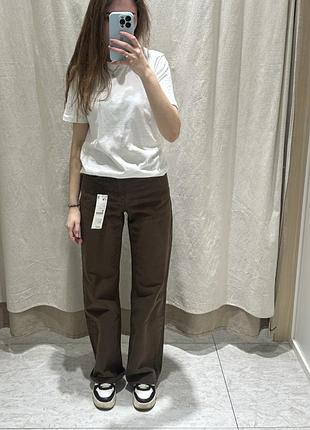 Джинси шоколадні stradivarius wide leg