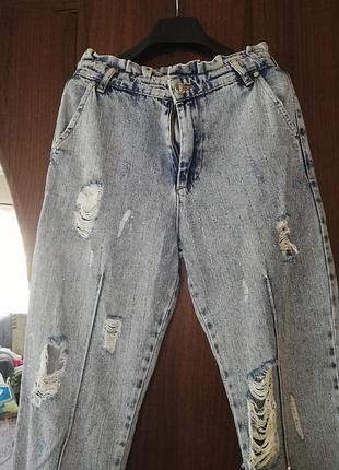 Джинсы женские с блестками, свет синего цвета, размер s-m, бренд - g-star raw