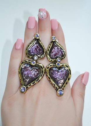 Сереневі сережки серця сердечка christian lacroix сережки