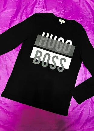Жіночий бавовняний світшот hugo boss оригінал хс 100% бавовна чорного кольору з принтом бренду спереду