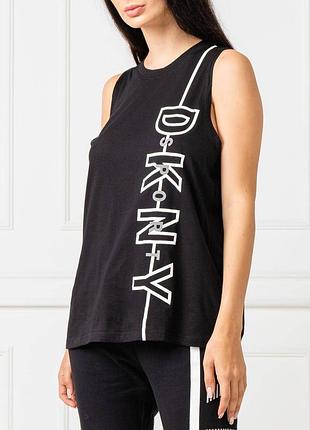 Спортивная черная майка топ dkny sport с логотипом (р. m)